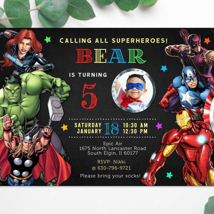 Avengers superhero birthday invitation editable