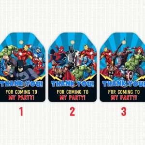 Marvel superheroes thank you tags