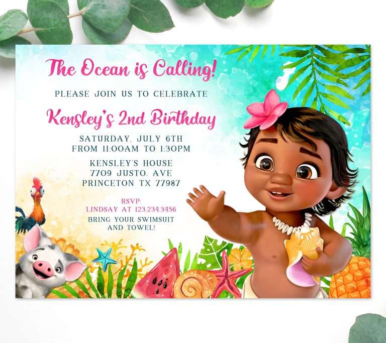 Baby Moana Invitations