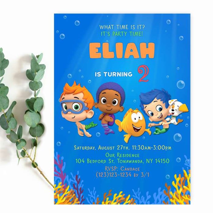 bubble guppies invitation boy template