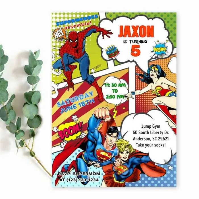 superhero invitation instant download