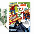 comic book superheroes birthday invitation template