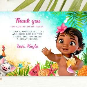 editable Moana thank you card