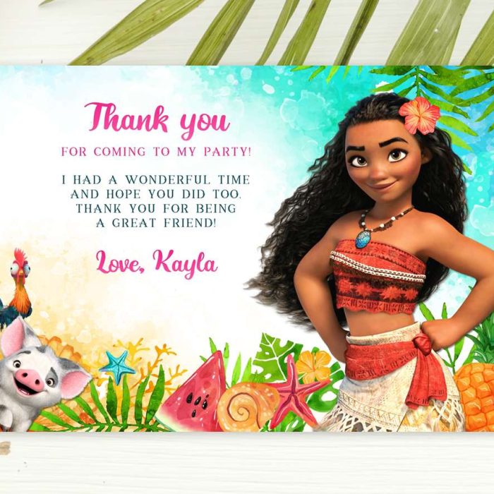editable Moana thank you card
