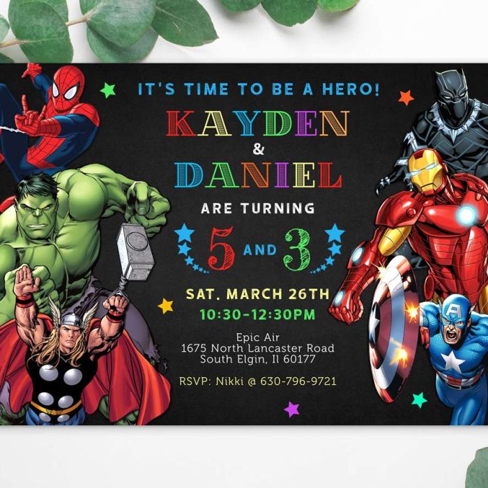 Avengers siblings birthday invitation