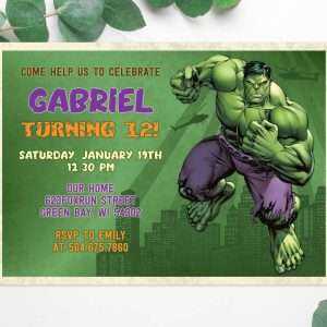 Hulk birthday invitation edit online