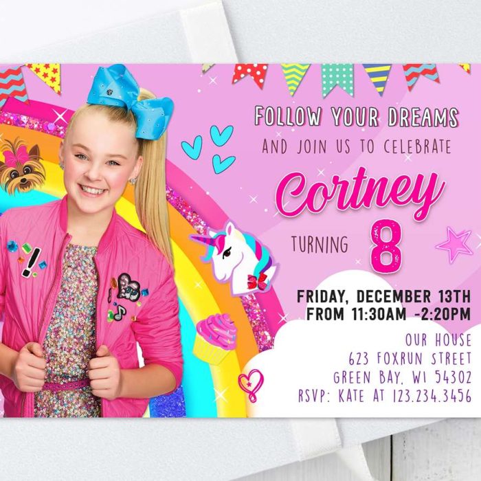 jojo siwa birthday invitation template
