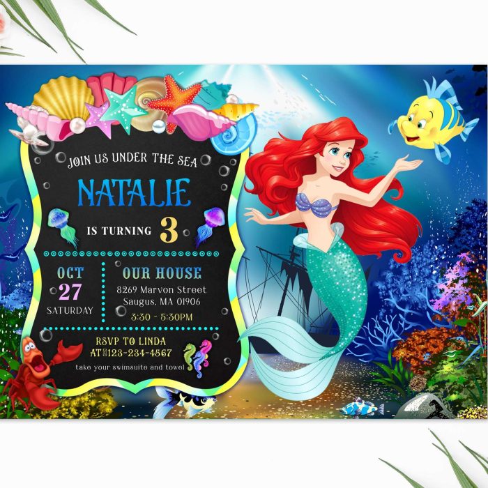little mermaid birthday invitation template