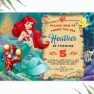 Little Mermaid party invitation template editable