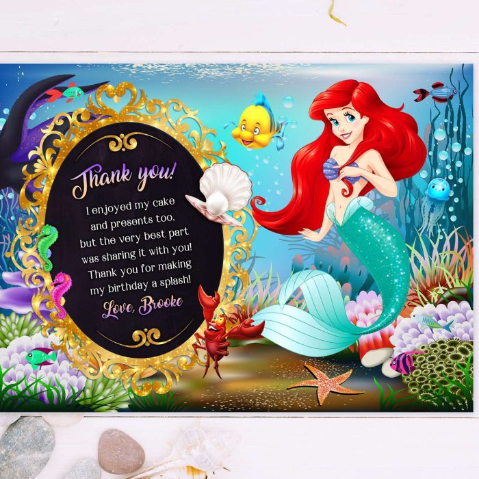 little mermaid thank you card editable template
