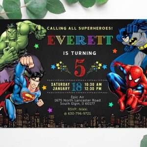 marvel superheroes invitation instant download template