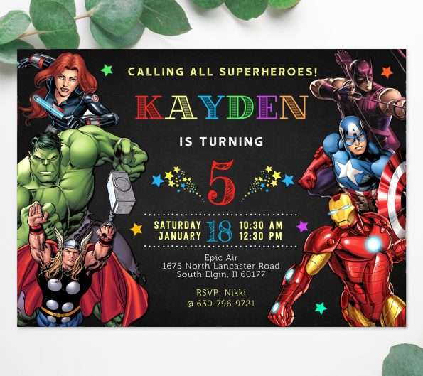 Marvel Avengers Birthday Invitation