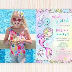 Mermaid Birthday Invitation With Photo