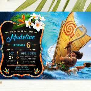 moana and maui birthday invitation template