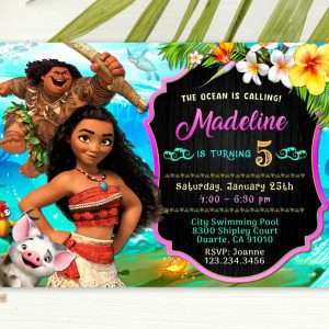 Moana party invitation template
