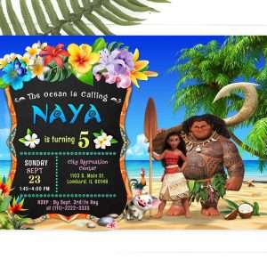 editable Moana invitation template
