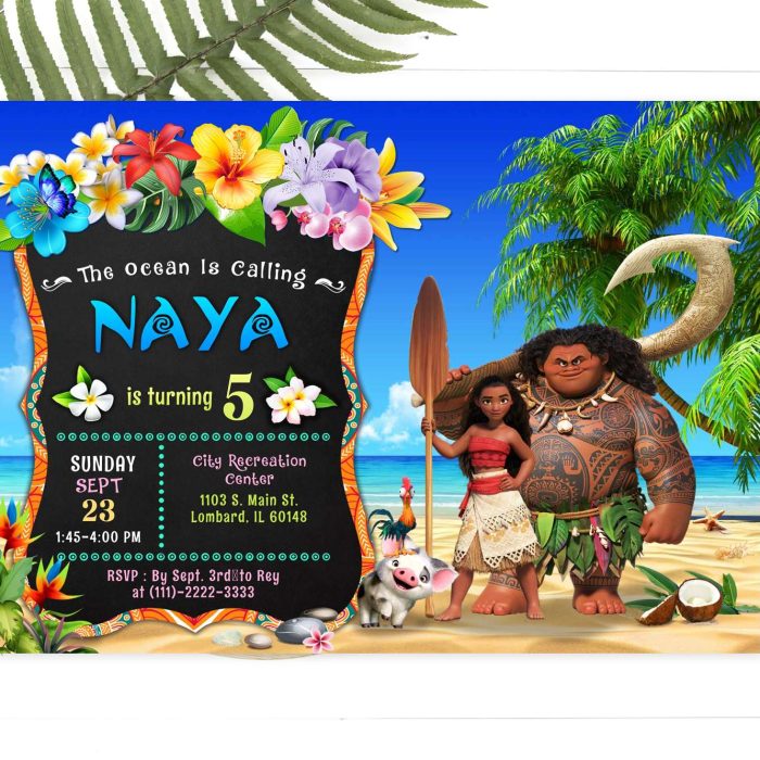 editable Moana invitation template