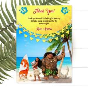 Moana thank you card editable template