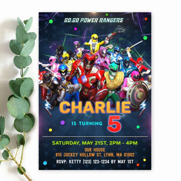 power rangers birthday invitation template