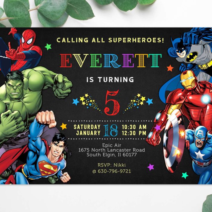 superhero invitation editable template