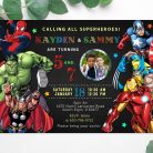 superhero combined party invitation template