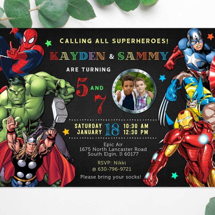superhero combined party invitation template