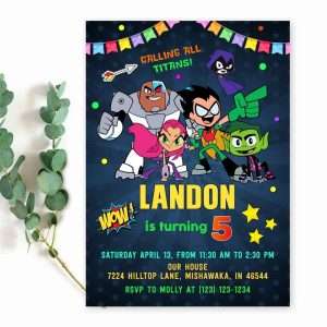 Teen Titans birthday invitation template
