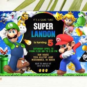 Super Mario birthday invitation template