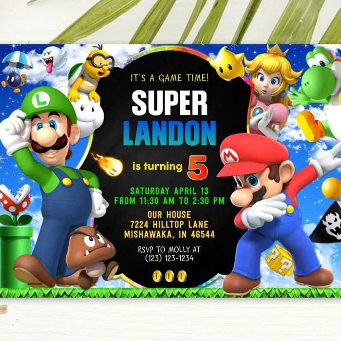 Super Mario birthday invitation template
