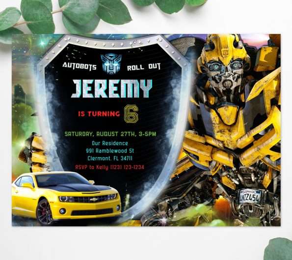 Transformers Bumblebee Birthday Invitation