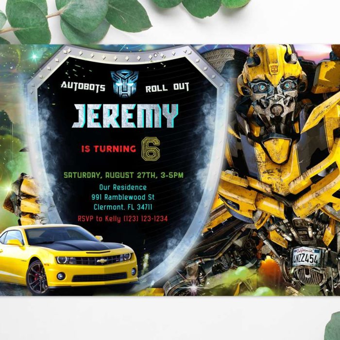 Transformers Bumblebee Birthday Invitation