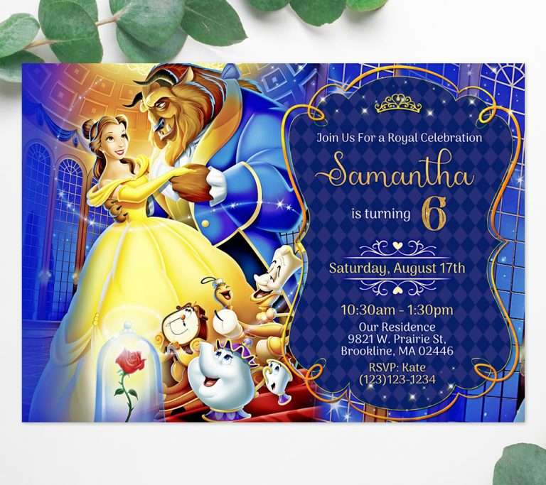 Enchanting Beauty and The Beast Birthday Invitations