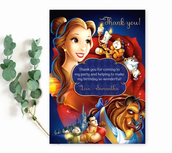 Beauty and the Beast thank you card template