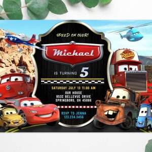 cars movie invitation Lightning McQueen