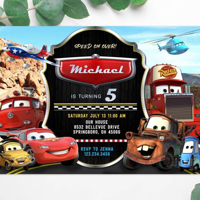 cars movie invitation Lightning McQueen