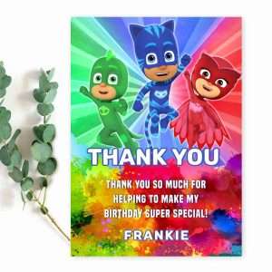 PJ Masks thank you card template