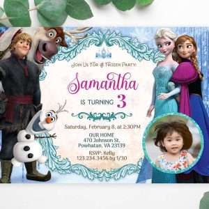 frozen birthday invitation with photo editable