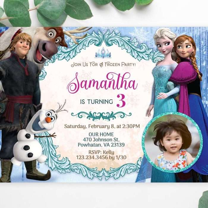 frozen birthday invitation with photo editable