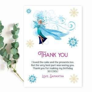 Frozen thank you card editable template