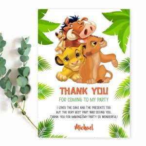Lion King thank you card template
