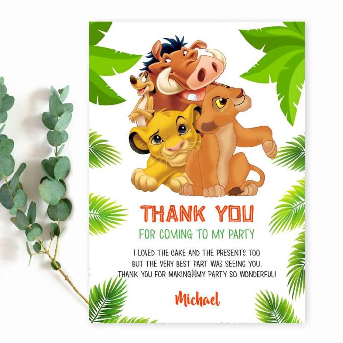 Lion King thank you card template
