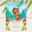 Moana baby invitation edit online template