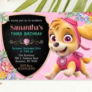 Paw Patrol Skye Invitation