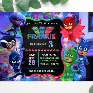 PJ Masks birthday invitation template