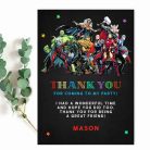 superhero Marvel thank you card editable template