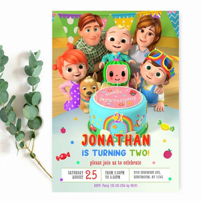 cocomelon invitation editable
