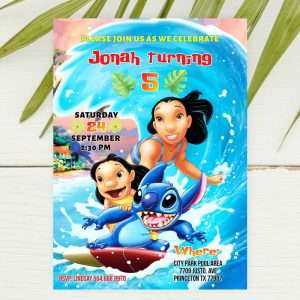 Lilo and Stitch birthday invitation boy