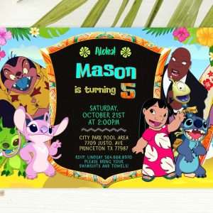 Lilo and Stitch party invitation editable template