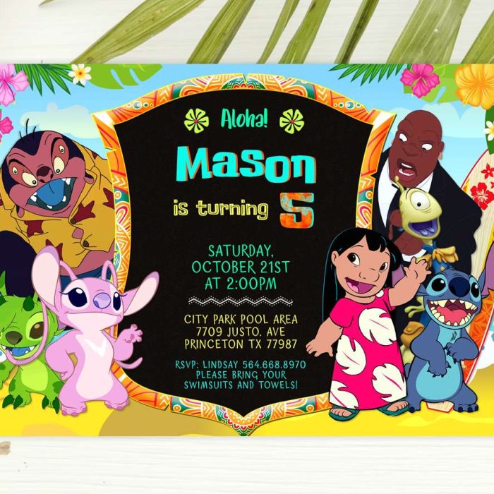 Lilo and Stitch party invitation editable template