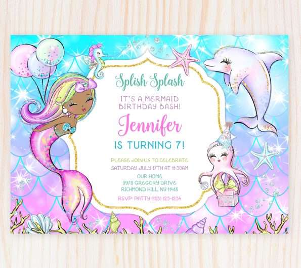 mermaid birthday invitation template